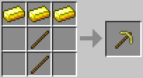 Minecraft gold pickaxe recipe