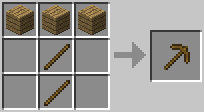 Minecraft wood pickaxe recipe
